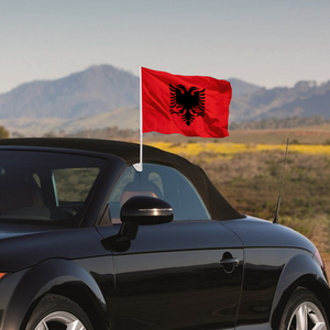 Drapeau de <span class=keywords><strong>voiture</strong></span> promotionnel personnalisé de l'Albanie, 12 x 18, en polyester, avec tige en plastique - Product Image 6