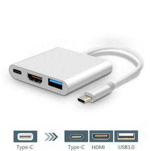 อะแดปเตอร์ประเภทซี 3 ใน 1 ยูเอสบี ซีถึง HDMI ยูเอสบี 3.0 สำหรับแล็ปท็อปอลูมิเนียมอัลลอยด์ปลั๊กอินคอนเนคเตอร์ - Product Image 3