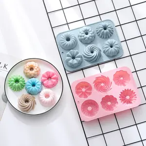 DIY 6 cavity Baked Donut Doughnut Different shapes of donut mold Mafen Cup Mousse silicone mold baking tray Baked cookie tool