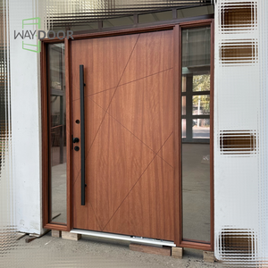 <span class=keywords><strong>Porte</strong></span> d'entrée en bois massif acajou et chêne, finition usine, avec double vitrage latéral, insonorisée, à pivot unique - Product Image 6