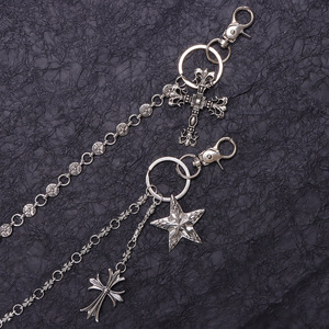 Chaîne de taille Yueli en argent tibétain, style hip-hop punk européen et américain, avec pendentif croix et étoile, chaîne décorative unisexe pour jean - Product Image 4
