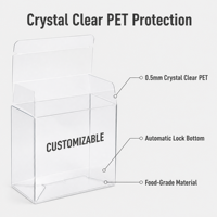 Boîte de protection transparente en PET de 0,5 mm avec boucle automatique de haute qualité, personnalisable, avec logo OEM, pour la vente en gros de jouets