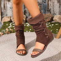 Chaussures à talon compensé, chaussures rehaussantes, nouvelles bottes plissées tendance, sandales, chaussures décontractées minimalistes européennes et américaines pour femmes