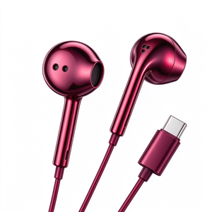 Écouteurs filaires Type C en métal chromé argenté et or, intra-auriculaires - Product Image 5