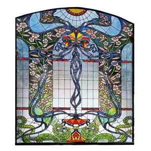 Vetro di taglio macchiato <span class=keywords><strong>Tiffany</strong></span> su misura della catena di grandi dimensioni di stile europeo per Verre temperato parete e finestra - Product Image 1