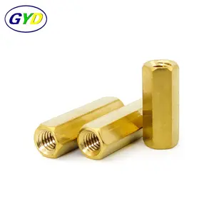 CNC Turned Lathe Parts Female Thread Brass Pillar PCB Standoff Long Hexagonal Brass Spacer Screws Nuts