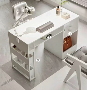 Table à ongles blanche avec tiroirs, ensemble de chaise de bureau multifonctionnel pour salon de manucure, design minimaliste, mobilier de bureau à domicile - Product Image 2