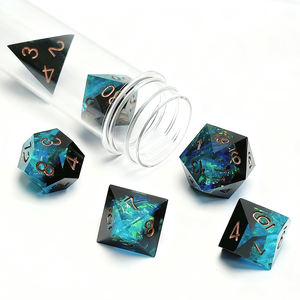 Produttore di dadi pg poliedrici personalizzati con bordo affilato per dadi con spazio misterioso set di dadi in resina DND 7 pezzi - Product Image 5