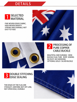 Drapeau australien personnalisé en polyester imperméable imprimé pour l'extérieur, 3x5 pieds, vente en gros, pas cher