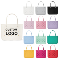 Pochette de plage en mousse EVA avec fleurs de dessin animé, logo personnalisé, en caoutchouc silicone, pour femme, été, imperméable, durable, légère, portable, réutilisable