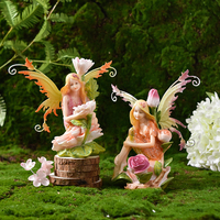 7.4 pouces Ailes Colorées Fleur Fée Jardin Décoration Figurines Extérieures Patio Pelouse Porche Printemps Cadeaux Décor À La Maison Résine Artisanat