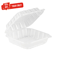 Boîte à lunch jetable en plastique transparent 9x9 pouces Contenant alimentaire à emporter avec couvercle Passe au micro-ondes pour utilisation en restaurant