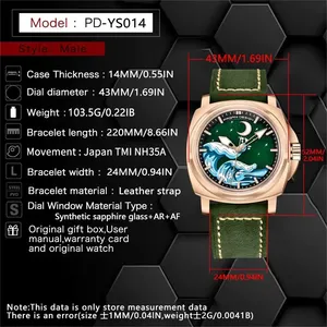 Montre-bracelet mécanique automatique <span class=keywords><strong>PAGANI</strong></span> DESIGN YS014 <span class=keywords><strong>NH35A</strong></span>, nouvelle montre avec carte de vagues, saphir, étanche, pour hommes - Product Image 3
