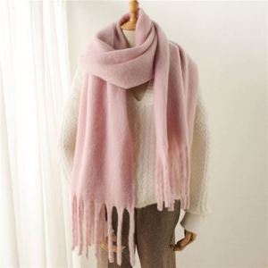 Bufanda de invierno para mujer al por mayor con borlas, chal de pashmina liso de color sólido, bufandas y chales de mohair de lujo cálidos para invierno para mujer - Product Image 3