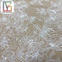Tissu en dentelle Chantilly de haute qualité, tissu en dentelle perlée pour robe de mariée, tissu en dentelle à sequins, tissu en dentelle florale, tissu en dentelle perlée pour robe de bal