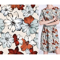 Polyester doux Stretch Satin mousseline de soie impression numérique Floral lisse soie légère grandes fleurs femmes robe tissu de soie imitée