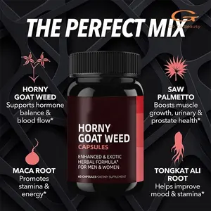 Gotobeauty Capsules de racine de Maca Horny Goat Weed Capsule Supplément pour l'énergie naturelle Endurance optimale