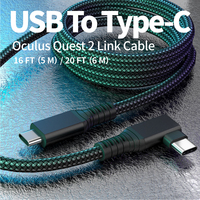 Kabel Ekstensi USB 3.0 ke USB C 90 Derajat 3A untuk Pengisian Daya, Kabel Data Tipe C Berjaring, Cabo Tipo C untuk Headset VR, Panjang 3FT 6FT 10FT