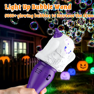 Soplador de burbujas automático con luz LED <span class=keywords><strong>Fantasma</strong></span> De Halloween Bubble Making Wand Toys para niños - Product Image 3