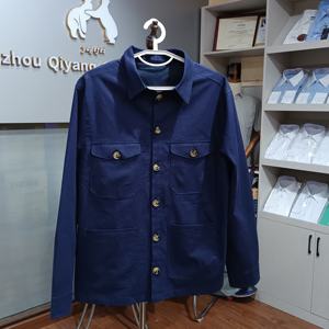 <span class=keywords><strong>Giacca</strong></span> Antivento <span class=keywords><strong>Blu</strong></span> Navy Personalizzata, <span class=keywords><strong>Camicia</strong></span> da Lavoro in Lino <span class=keywords><strong>e</strong></span> Cotone per Uomo, <span class=keywords><strong>Giacca</strong></span> da Carpentiere Casual Tinta Unita - Product Image 6