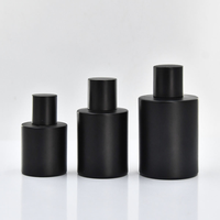 Flacon de parfum en verre noir mat de luxe, cylindrique, 30 ml, 50 ml, 100 ml, flacons vaporisateurs ronds à col serti, emballage cosmétique