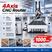 19 % de Remise Fraiseuse à Bois CNC 4 Axes 1325 1530 Avec Broche Italienne pour Meubles, Portes d'Armoires et Travail du Bois