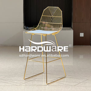 Tabouret de bar haut en acier inoxydable doré, style moderne, pour pub d'hôtel, bar, doré - Product Image 4