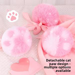 Plug anal détachable en forme de patte de chat, queue de renard rose, jeu de rôle pour adultes - Product Image 2