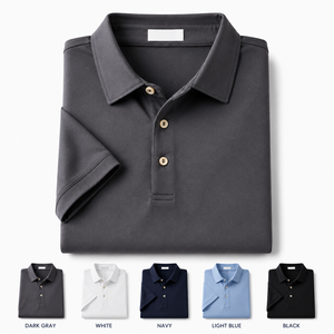 Chemises polo décontractées brodées anti-rides de haute qualité en gros avec logo personnalisé pour hommes - Product Image 3