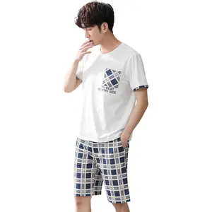Pijama masculino, de alta qualidade, novo design de verão, roupa de dormir curta, calções de usar em casa, para homens