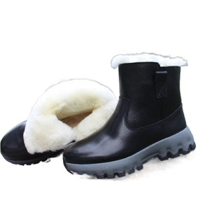 Botas de nieve de cuero para hombre con forro de lana, antideslizantes, de tacón bajo para clima frío - Product Image 1