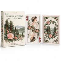 Cartes à jouer personnalisées pour mariage, motif floral aquarelle, jeu de poker, papier d'art 300 g/m², boîte à rabat pour cadeau