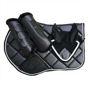 Bulk Stylish Cotton Equestrian Horse Saddle Pad Fly Bonnet Ear Cover Horse Jumping <b>Brushing</b> <b>Boots</b> Breathable Anti Fly Bonnet Set - Product Image 1