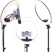 FOSOTO FT-180L 80W 3300-6500K Anneau lumineux LED de 18 pouces avec support pour téléphone, support pour microphone, télécommande pour Tik Tok