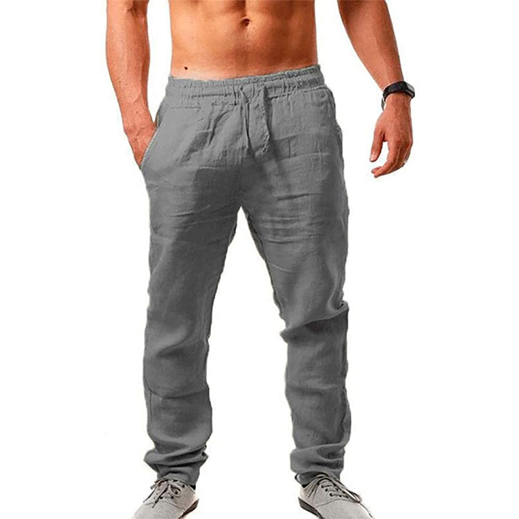 Grey mens linen beach pants
