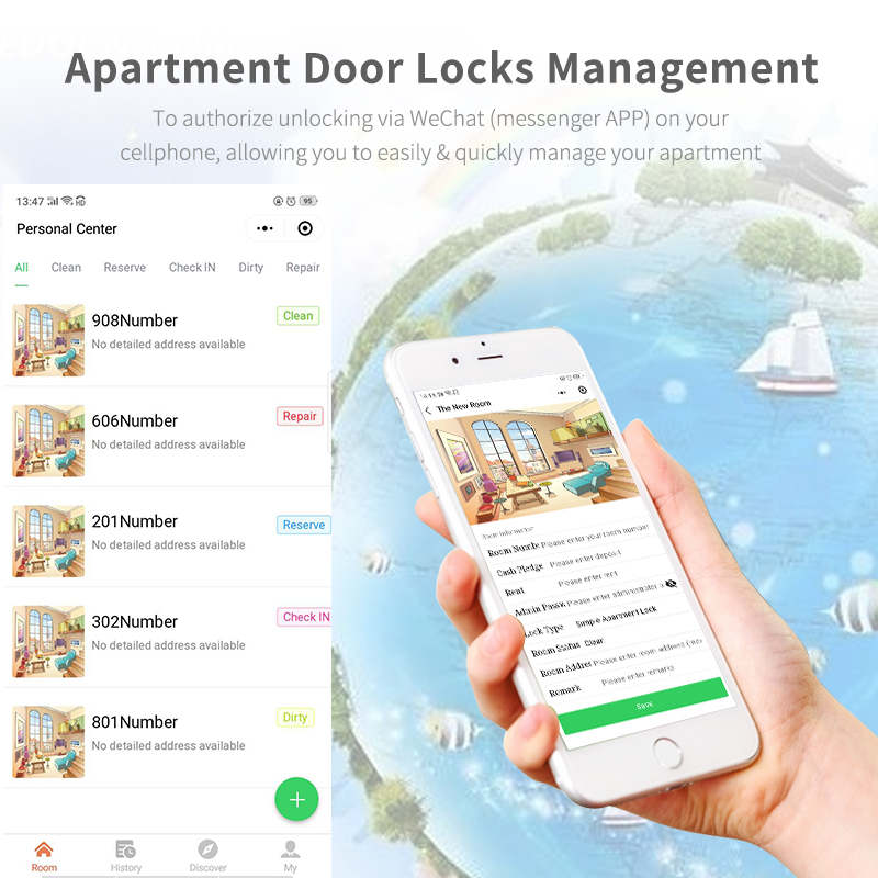 Glomarket Tuya Smart Lock Digital Door Viewer Camera Biometric Fingerprint Smart Door Lock