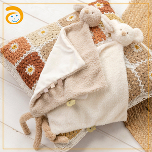 Serviette de dentition pour bébé avec doudou lapin en peluche douce et attache-sucette, jouet apaisant pour le sommeil des nourrissons, cadeau pour nouveau-né - Product Image 1