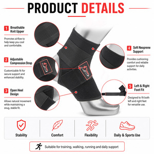 Supporto per Caviglia Regolabile con Chiusura a Strappo, Fascia Compressiva in Neoprene per Fitness ed Escursionismo - Product Image 5