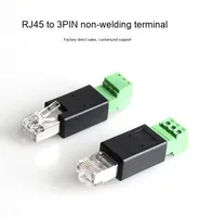 Adaptateur RJ45 vers 3 broches, borne RS485 2P3P4P6P8P, connexion de tête de cristal, bornier vert