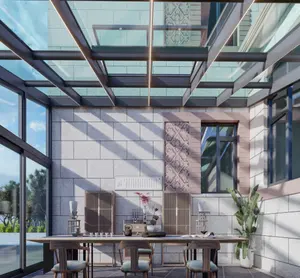 Testing Free standing aluminium 4 season conservatory retractable glass roof sunroom with sliding Doors