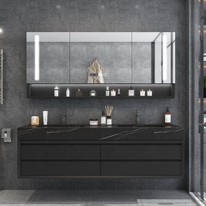 Nuovo Mobile Bagno <span class=keywords><strong>Moderno</strong></span> di Lusso Stile Fattoria con <span class=keywords><strong>Specchio</strong></span> Intelligente a LED, Lavabo a Parete e Mobiletto WC - Product Image 4