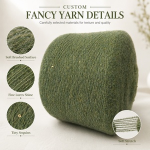 Filato Fantasia Spazzolato Stile <span class=keywords><strong>Vintage</strong></span> 1/14NM con 3% Lana, Lurex Scintillante e Paillettes per Abiti Eleganti e Maglieria - Product Image 2