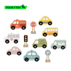 मोंटेसरी अर्ली शिक्षा शैक्षिक खिलौना लकड़ी के कार्टून यातायात कार मॉडल फिसलने लकड़ी कार खिलौना