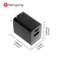 Chargeurs de téléphone portable Merryking Spot Product CE ETL Approval 20w GaN, adaptateur Type C 20w pour la série iPhone