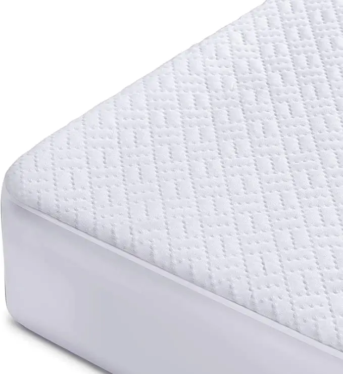 3D hava kumaş soğutmalı yatak pedi kapak pürüzsüz yumuşak nefes bambu kapak % 100% su geçirmez hipoalerjenik yatak koruyucu