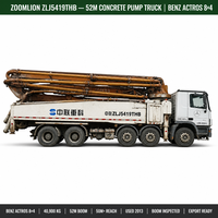 Bomba de Concreto Usada Zoomlion 52m Montada en Camión Mercedes Actros 8x4, Año 2013, Máquina de Bombeo de Concreto Zoomlion ZLJ5419THB para Exportación