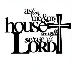 Decoración <span class=keywords><strong>de</strong></span> Pared con Cruz <span class=keywords><strong>de</strong></span> Metal Personalizada con <span class=keywords><strong>la</strong></span> Frase 'A mí y a mi <span class=keywords><strong>casa</strong></span> serviremos al Señor', Arte Religioso Cristiano para Decoración del Hogar, <span class=keywords><strong>Iglesia</strong></span> u Oficina - Product Image 1