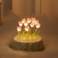 TC - Cúpula de Cristal con Luces LED Personalizadas, Decoraciones para el Hogar y Bodas, Regalo para el Día de la Madre y San Valentín, Tulipanes Artificiales con Luces Nocturnas DIY