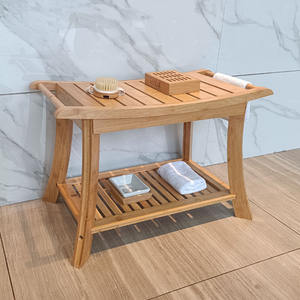 Pasokan Pabrik OEM Kursi Mandi Jati Sandaran Kaki Kamar Mandi Sudut Bangku Mandi Bangku Penyimpanan Bangku Duduk Bambu Bangku Mandi - Product Image 4