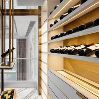 Cave à vin traditionnelle en bois massif écologique sur mesure avec vitrine pour bar à domicile et salon